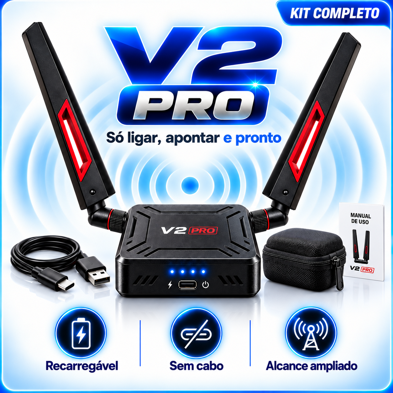 Ónmix Control V2 Pro kit completo: bateria recarregável, sem cabo e alcance ampliado